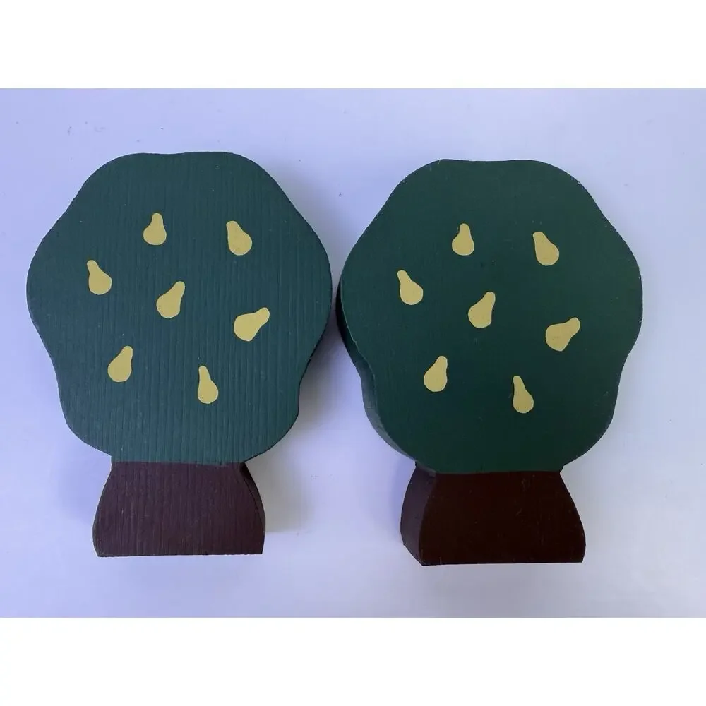 Cat’s Meow Set Of Reversible Apple And Pear Tree Shelf Sitter Village Accessory